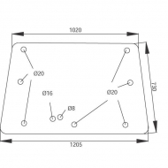 D6620 Szyba tylna, górna 1205x730 mm
