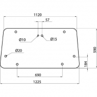D6908 Szyba tylna, górna 1225x590 mm