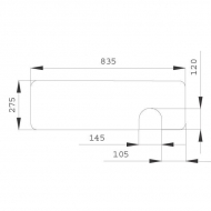 D7019 Szyba tylna, dolna z otworem 835x275 mm