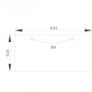 F816810050370N Szyba tylna, dolna 885x505 mm