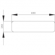 R198147N Szyba tylna, dolna 150x690 mm