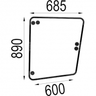 80428481N Szyba kabiny, boczna, prawa 890x685 mm