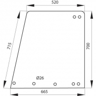 205810030600N Szyba drzwi, górna 665x715 mm