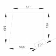 D6767 Szyba drzwi, górna 695x615 mm