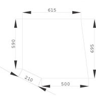 D6768 Szyba drzwi, górna 695x615 mm