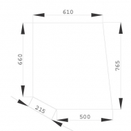 D7043 Szyba drzwi, górna 765x610 mm