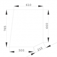 D7044 Szyba drzwi, górna 765x610 mm