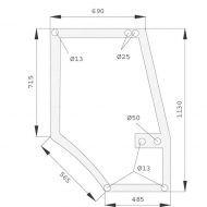 D7074 Szyba drzwi, górna 1130x690 mm