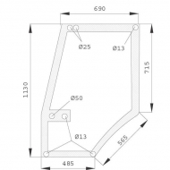 D7076 Szyba drzwi, górna 1130x690 mm