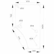 L169103KR Szyba kabiny, drzwi, prawa 1420x670 mm