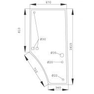 R131164N Szyba kabiny, drzwi 1415x670 mm