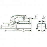 EM150F Zaczep kulowy, 1500 kg 60x60 mm
