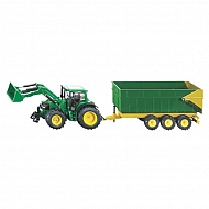 S01843 Traktor John Deere z ładowaczem i przyczepą, SIKU