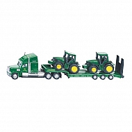 S01837 Ciężarówka z naczepą i dwoma Traktorami John Deere, SIKU