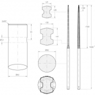 FT421400S Kolec prosty 1400x42 z otworami