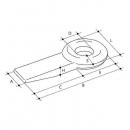 BE6528 Ucho zaczepu przyczepy, do wspawania 65x28 mm fi  50 mm