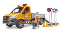 U02677 Mercedes-Benz Sprinter komunalny z modułem światło-dźwięk i figurką 1:16 Bruder