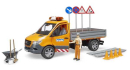 U02677 Mercedes-Benz Sprinter komunalny z modułem światło-dźwięk i figurką 1:16 Bruder