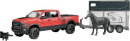 U02501 Pickup RAM 2500 Power Wagon z przyczepą dla koni i koniem 1:16 Bruder