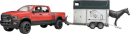 U02501 Pickup RAM 2500 Power Wagon z przyczepą dla koni i koniem 1:16 Bruder