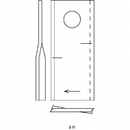 KT5611040001KR Nożyk kosiarki, 126 x 47 x 4, Ø 23 / 20,5, prawy