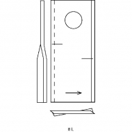 0009520430KR Nożyk kosiarki, 115 x 48 x 4, Ø 19, lewy
