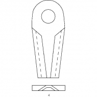 KT5611030001KR Nożyk kosiarki, 128 x 50 x 4, Ø 23 / 20,5, wygięty