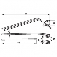 34302650110 Palec zgrabiarki, 630 x 99 x 45, Ø 10, prawy, wewnętrzny