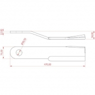 484075DN Nóż bijaka wygięty 75×470 Prawy