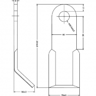 CK5410 Nóż bijakowy, 204 x 60 x 8, Fi 25,5