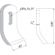 95722018 4503190 óż bijakowy wygięty 100x40 mm pasuje do Herder, VOTEX
