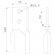 CK3310 Nóż bijaka prosty 70x185 Kongskilde