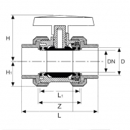 KS25251GP Zawór kulowy z PCW 25mm