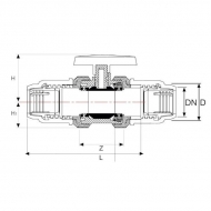 KS32325GP Zawór kulowy z PCW 2xPE 32mm