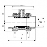 KS63631GP Zawór kulowy z PCW 63mm
