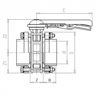 7110465 Zawór klapowy odcinający z PCW z zestawem przyłączy VdL, DN 100 110 x 110 mm