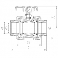KS114PVC Zawór kulowy z PCW gwint wew. VdL, 1 1/4"