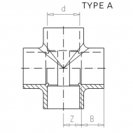 7020123 Czwórnik PCW-U VdL, 20 x 20 x 20 x 20 mm