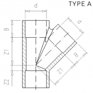 7075124 Trójnik Y PCW-U VdL, 75 x 75 x 75 mm