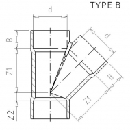 7250124 Trójnik Y PCW-U VdL, 250 x 250 x 250 mm