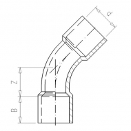 7032545 Kolanko PCW-U 45° z mufą VdL, 32 x 32 mm 16 bar