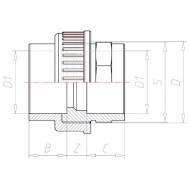 7032112 Złączka PCW-U z nakrętką nasadową VdL, 32 x 32 mm 16 bar