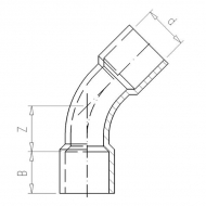 7050545 Kolanko PCW-U 45° z mufą VdL, 50 x 50 mm 16 bar