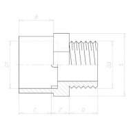 PVC7ADP34M Adapter, opr.gn.wt. 3/4" gw.z.