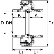 7040000GP Złączka z PCW-U z nakrętką nasadową Gopart, 40 x 40 mm