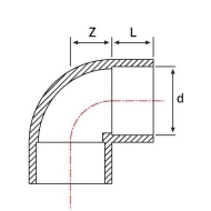 7063595GP Kolano 90° PCW-U Gopart, 63 x 63 mm