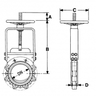 VGRH150 Zasuwa płytowa + pokrętłem ręcznym DN150