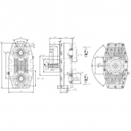 B60212 Multiplikator do dwóch pomp grupy 3 SAE-C, B602, ciężka, z wałem, przeł. 1:2