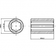 6740111KR Tuleja profilowa, 1 1/8 Z6, L-65 mm