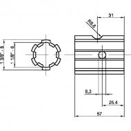 6740000KR Tuleja redukcyjna, adapter, 1 1/8Z 6 - 1 3/8 Z6